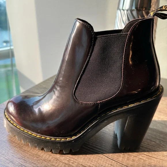 Dr. Martens Women's Burgundy Heeled Boots - Picture 5 of 7